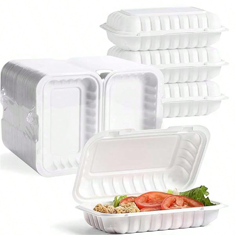Meal Prep Restaurant - ชุดกล่องเก็บอาหาร 50 ชิ้น, กล่องพลาสติก PP สำหรับใส่อาหาร,