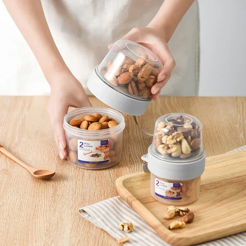 Meal Prep Yogurt Containers - ชุดกล่องอาหารเช้าพร้อมฝาปิด ประกอบด้วย ข้าวโอ๊ต ซีเรียล ถั่ว โยเกิร์ต