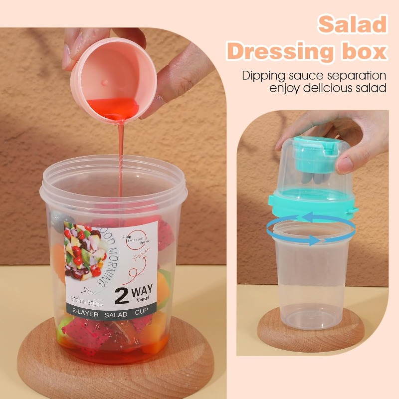 ถ้วยสลัดพกพา ถ้วยข้าวโอ๊ตคู่ ถ - Meal Prep Yogurt Containers บทวิจารณ์และราคา