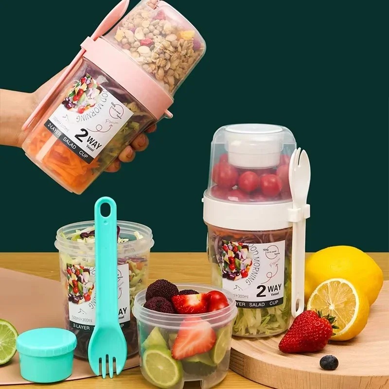 ถ้วยสลัดพกพา ถ้วยข้าวโอ๊ตสองชั - Meal Prep Yogurt Containers บทวิจารณ์และราคา